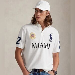 Polo Ralph Lauren Classic Fit Miami Mesh Polo Shirt White Logos Men’s Size XL
